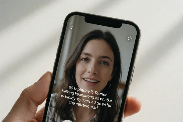 Smartphone screen showing a live captioning app during a video call, representing technology for deaf dating