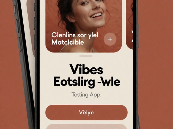Close-up of an accessible phone interface with large high-contrast text showing the Vibes matching system